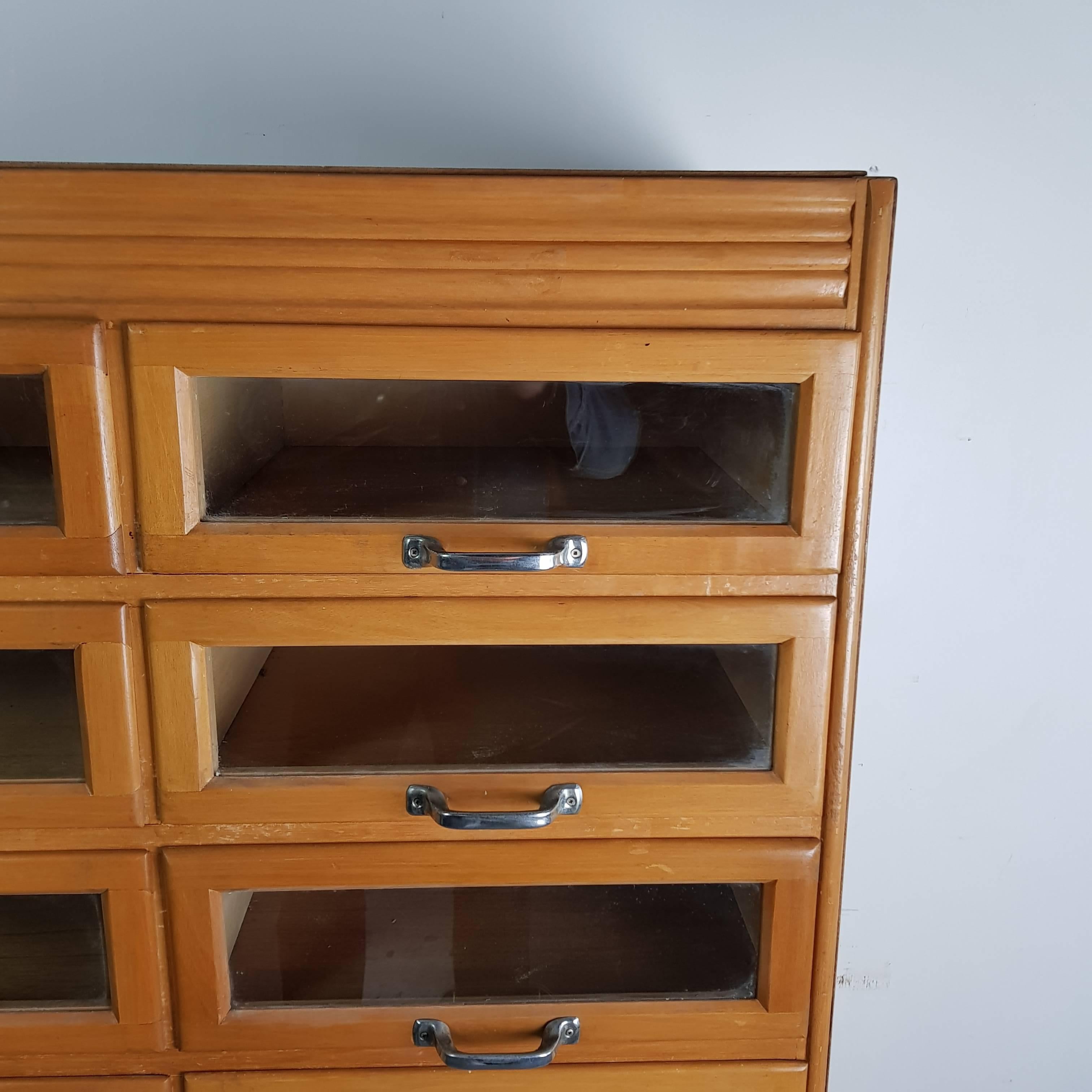 Vintage Midcentury British Haberdashery Cabinet In Good Condition In Lewes, East Sussex