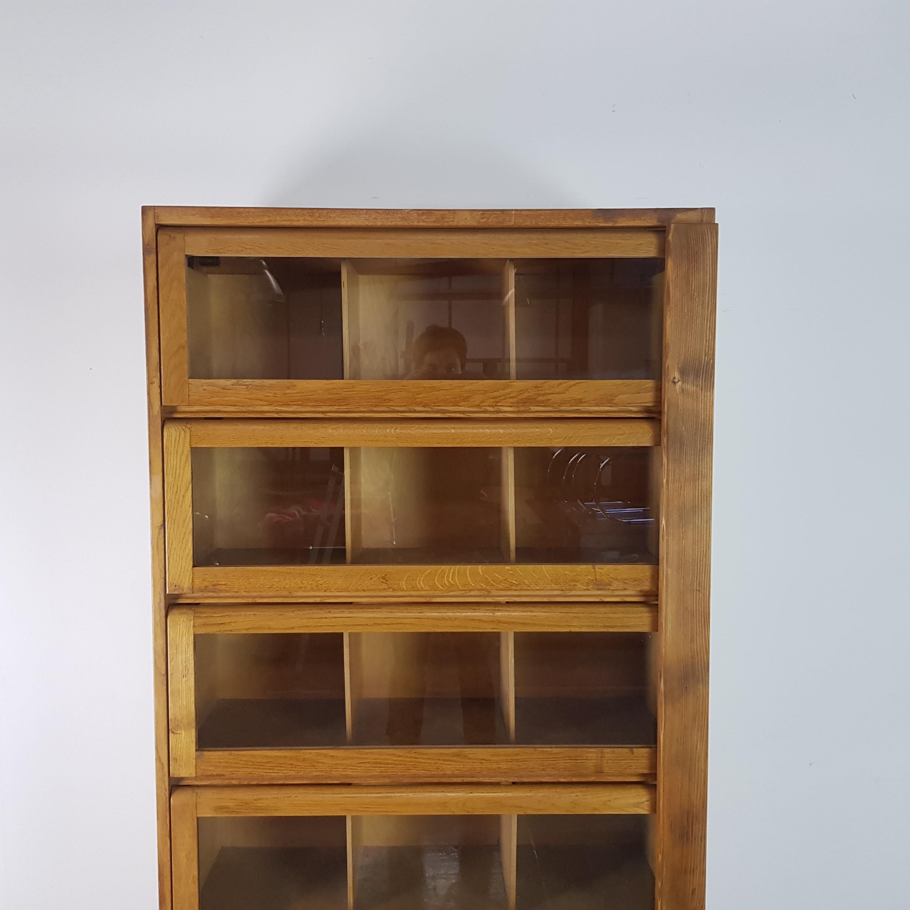 Vintage Midcentury British Staverton Glass Fronted Bookcase Cabinet 4