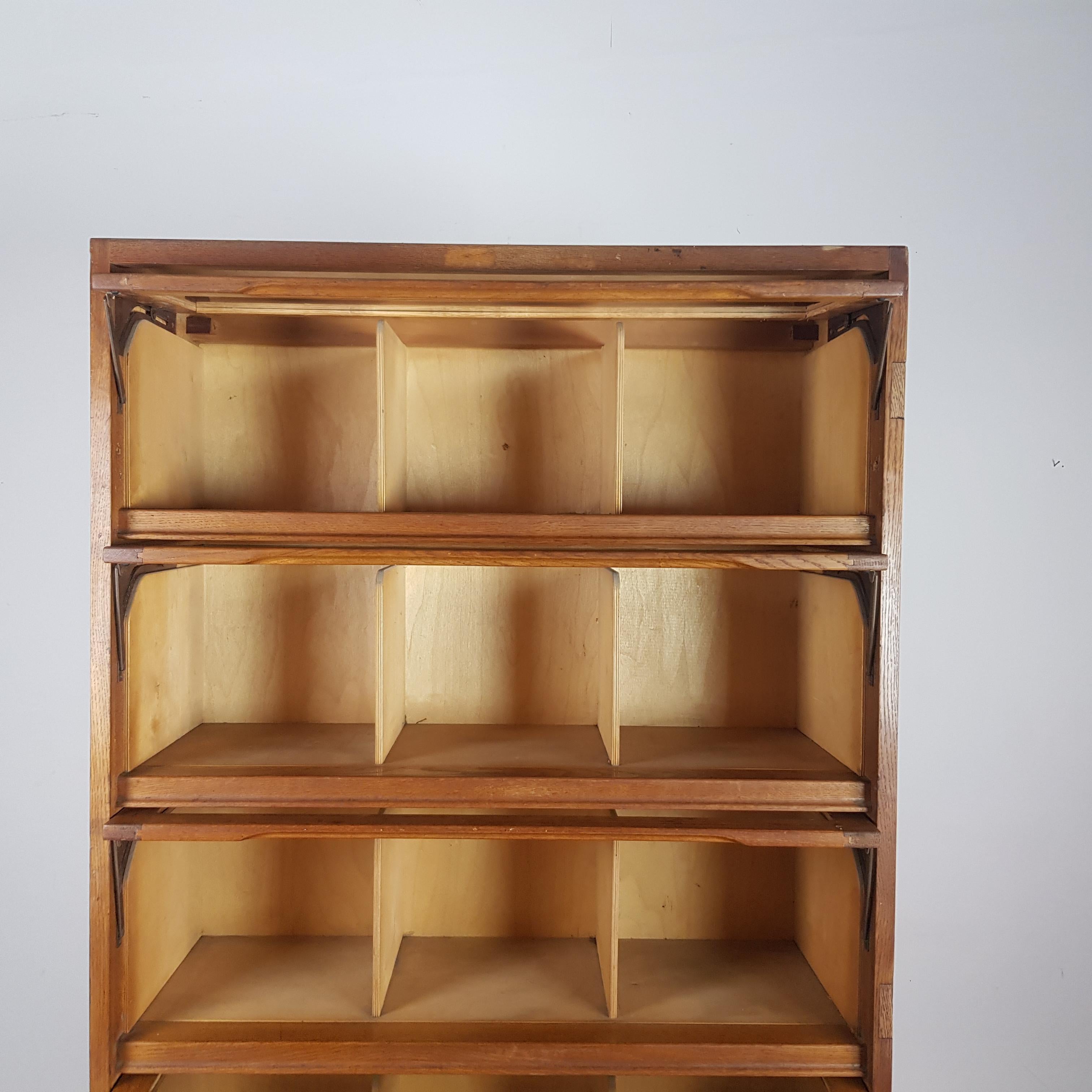 20th Century Vintage Midcentury British Staverton Glass Fronted Bookcase Cabinet For Sale