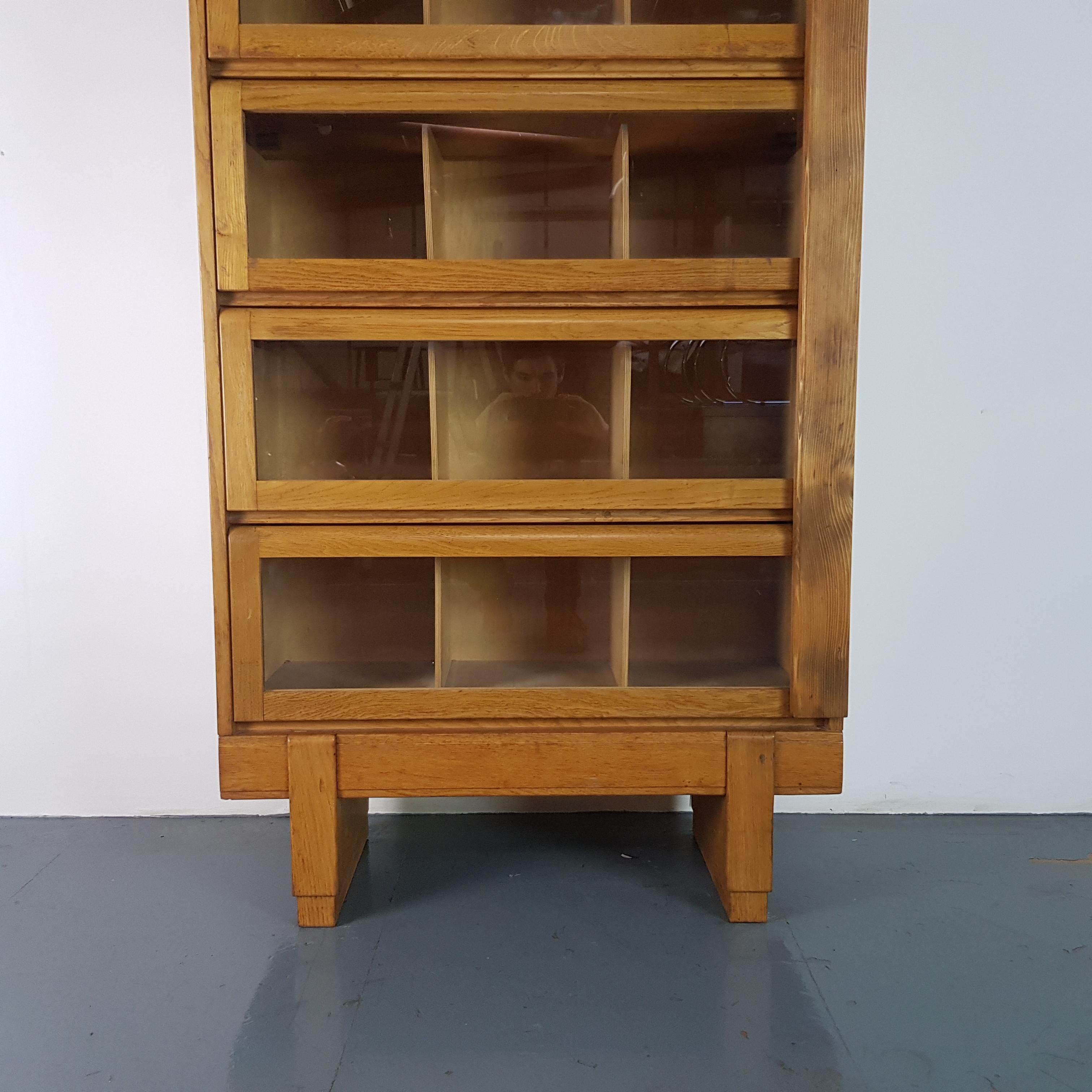 Vintage Midcentury British Staverton Glass Fronted Bookcase Cabinet 3