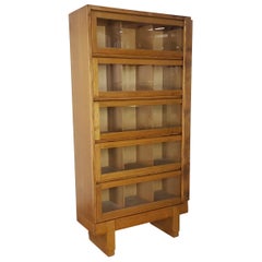 Vintage Midcentury British Staverton Glass Fronted Bookcase Cabinet