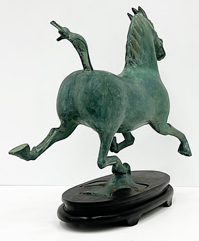 Vintage Midcentury Bronze Asian Style Horse Sculpture, Han Dynasty