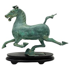 Vintage Midcentury Bronze Asian Style Horse Sculpture, Han Dynasty Flying Horse