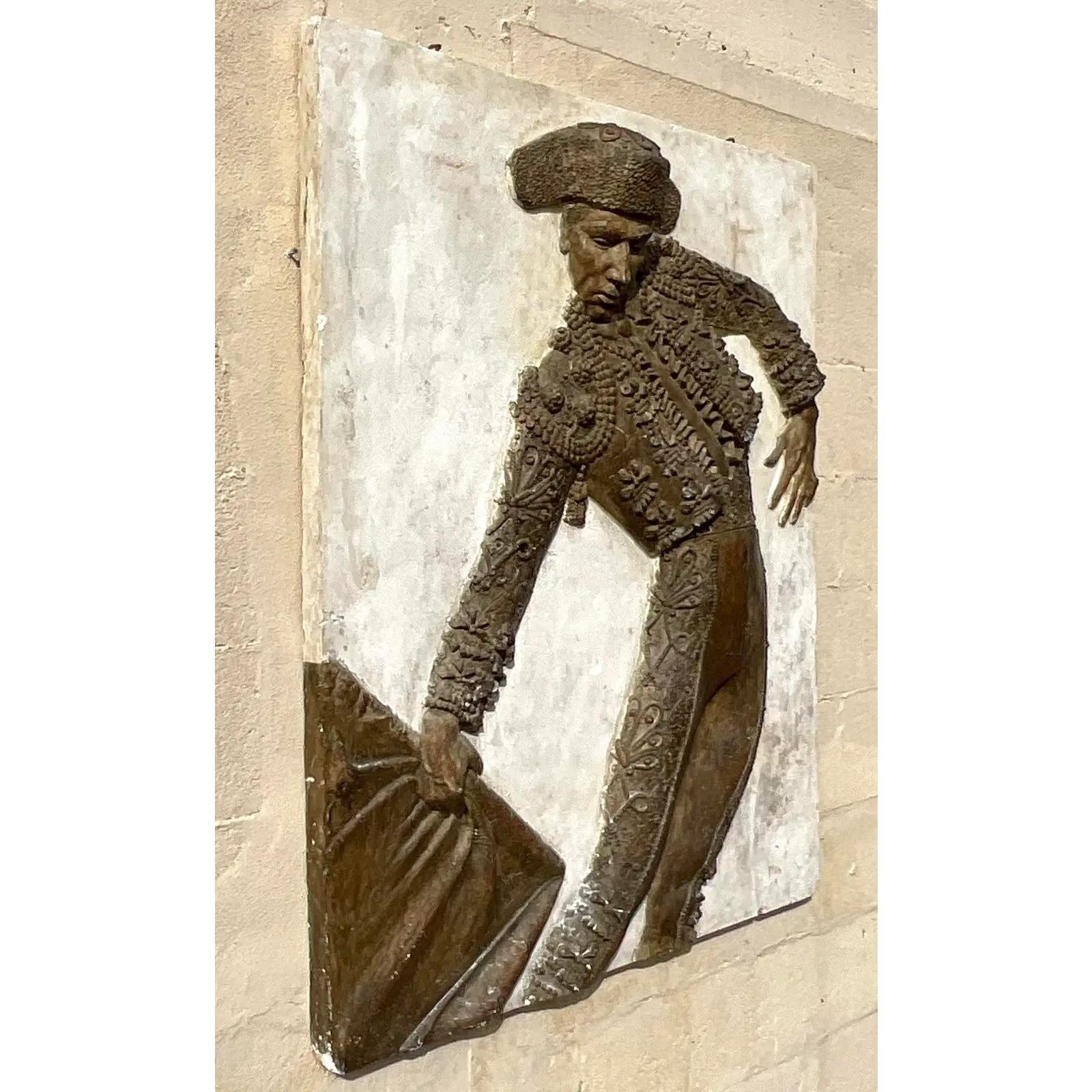 Mid-Century Modern Vintage Midcentury Cast Fiberglass Matador Wall Sculpture For Sale