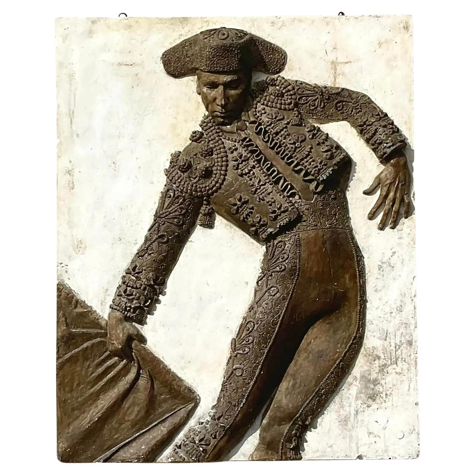 Vintage Mitte des Jahrhunderts gegossen Fiberglas Matador Wand-Skulptur