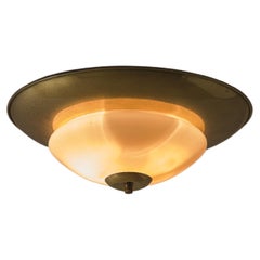 Vintage Midcentury Ceiling Lamp, Brass and Opaline Glass, Brazilian Design, 1960