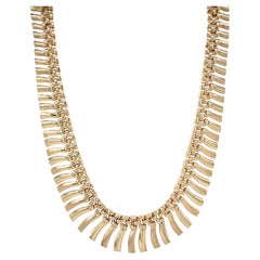 Vintage MidCentury Cleopatra Collar Statement Necklace, 14K Yellow Gold