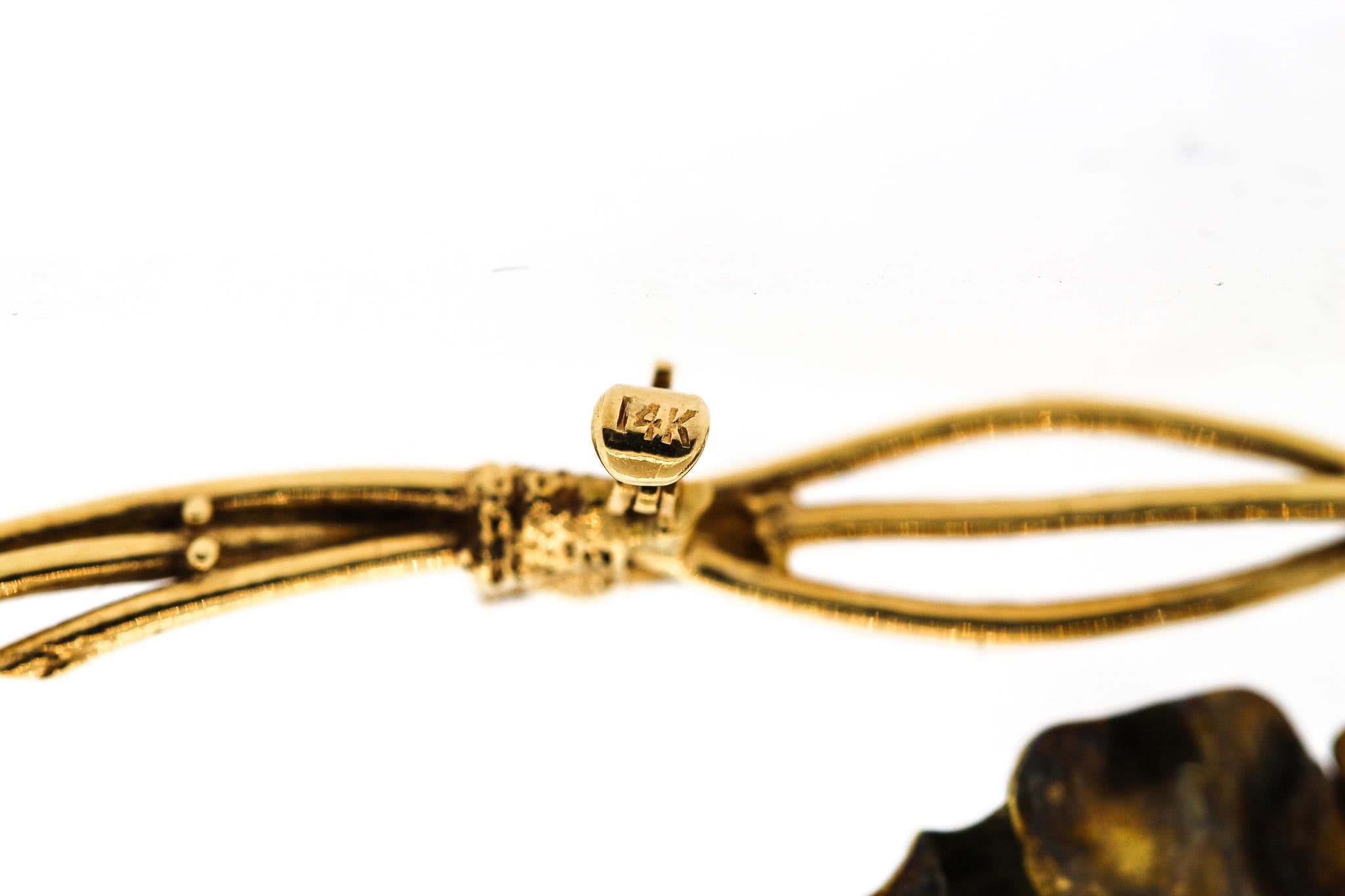Pansy-Brosche aus 14 Karat Gold mit farbiger Emaille und Diamanten aus der Mitte des Jahrhunderts im Angebot 2