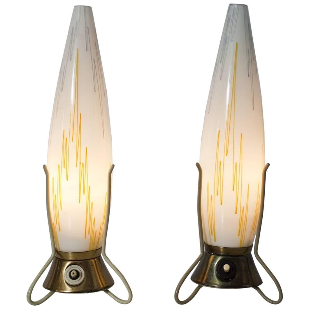Lampes de table tripodes tchèques du milieu du siècle dernier, lot de deux