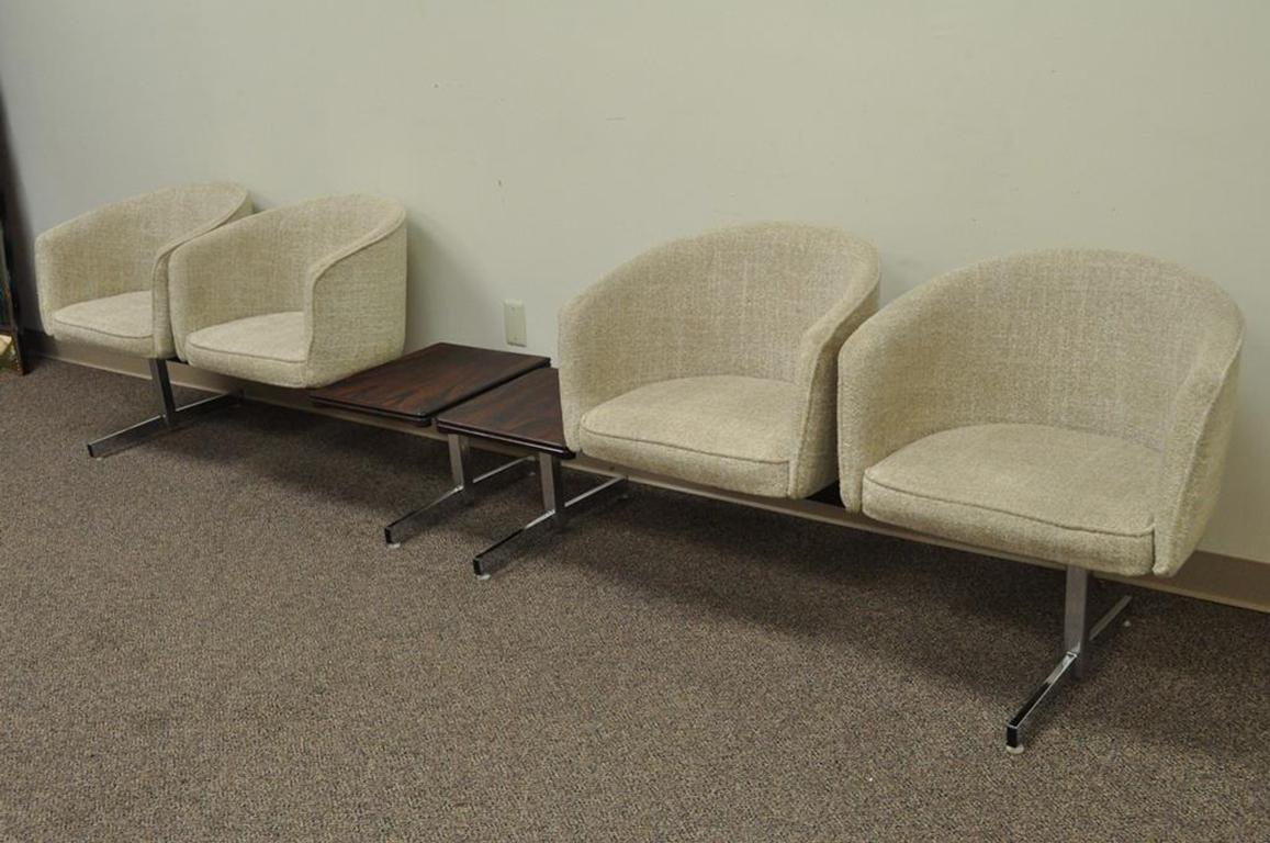 Vintage Midcentury Danish Modern Rosewood End Tables Club Chairs Sectional Sofa For Sale 6