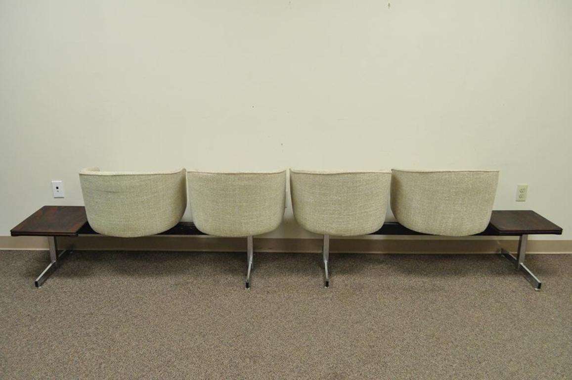 Vintage Midcentury Danish Modern Rosewood End Tables Club Chairs Sectional Sofa For Sale 1