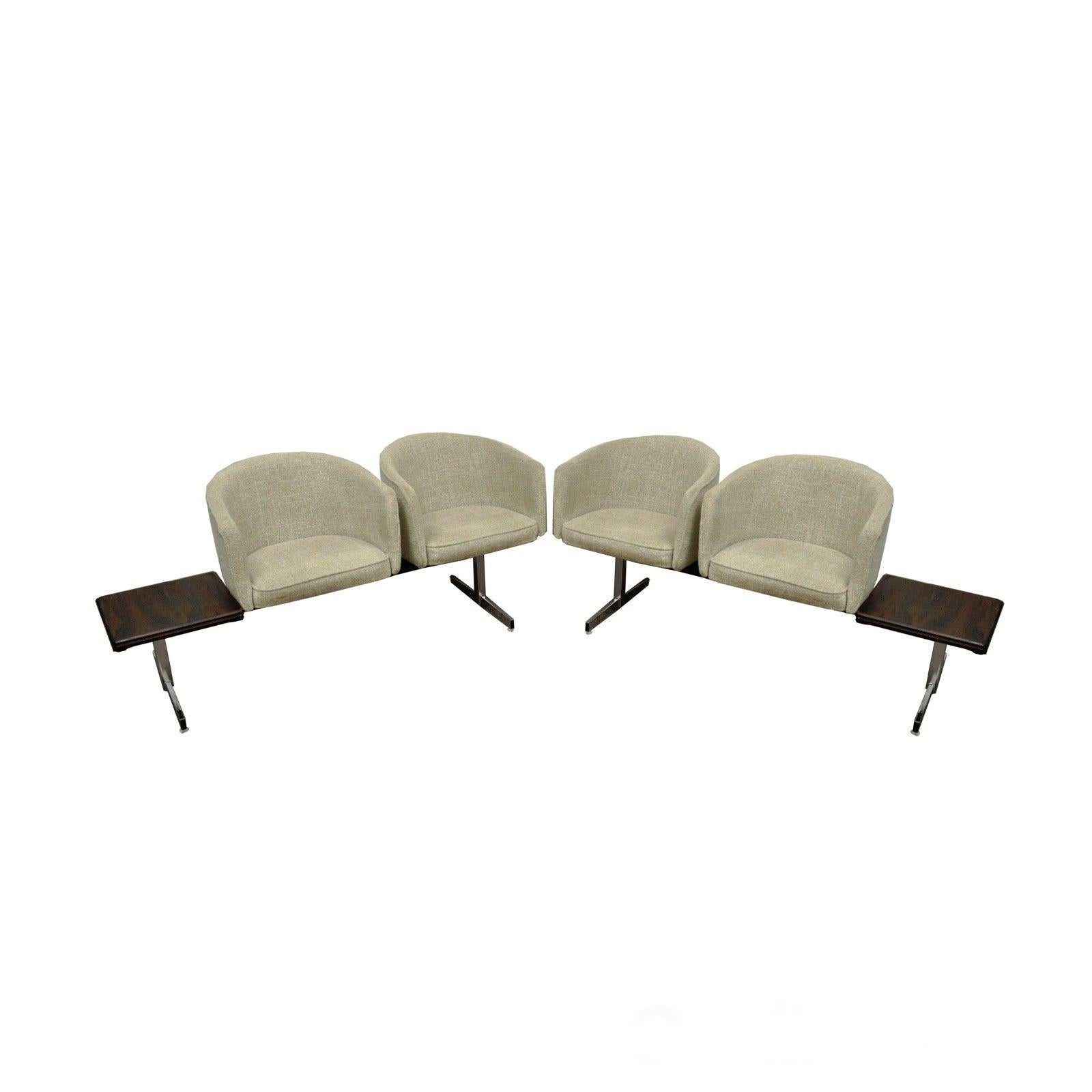 Vintage Midcentury Danish Modern Rosewood End Tables Club Chairs Sectional Sofa For Sale