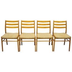 Vintage Midcentury Danish Modern Teak Ladderback Dining Room Chairs, Set of 4
