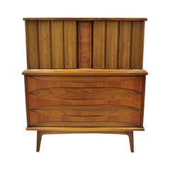 Vintage Midcentury Danish Modern Walnut Arne Vodder Style Tall Chest Dresser