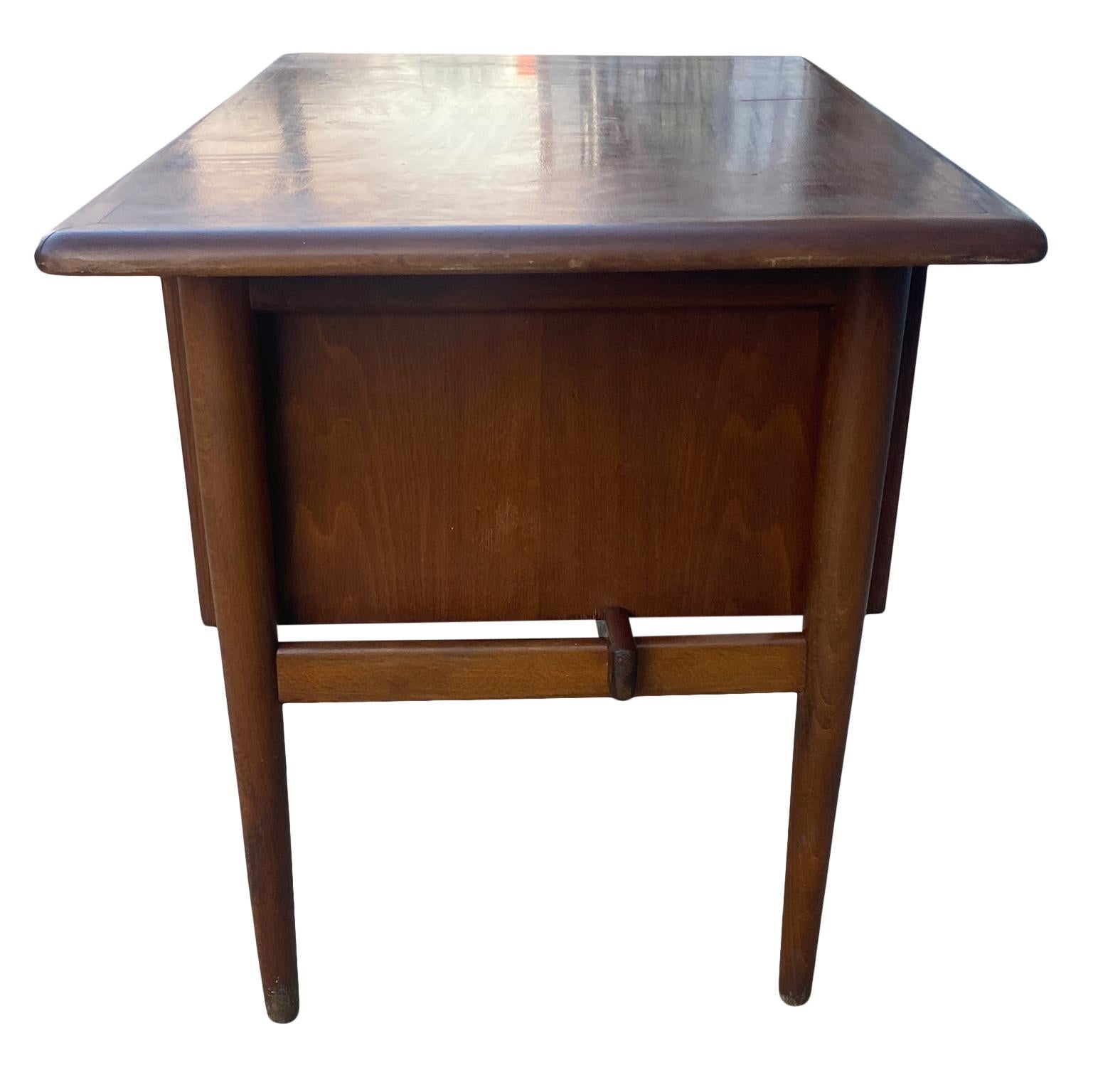 Vintage Midcentury Danish Modern Writing Desk 3 Drawer Denmark Asymmetrical Top For Sale 3