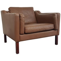 Vintage Midcentury Danish Mogensen Style Armchair in Brown Leather
