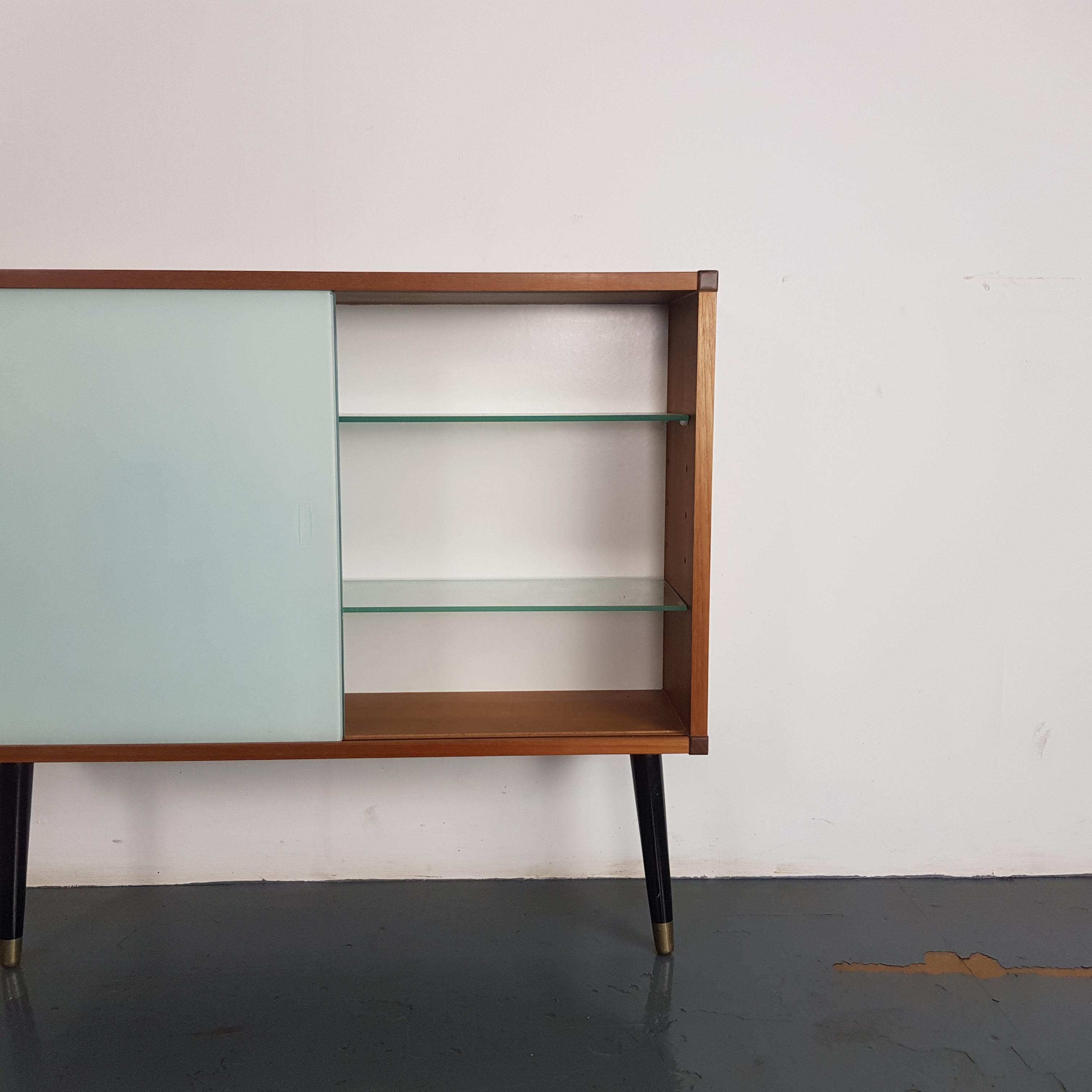 20th Century Vintage Midcentury Danish Style Teak and Glass Cabinet