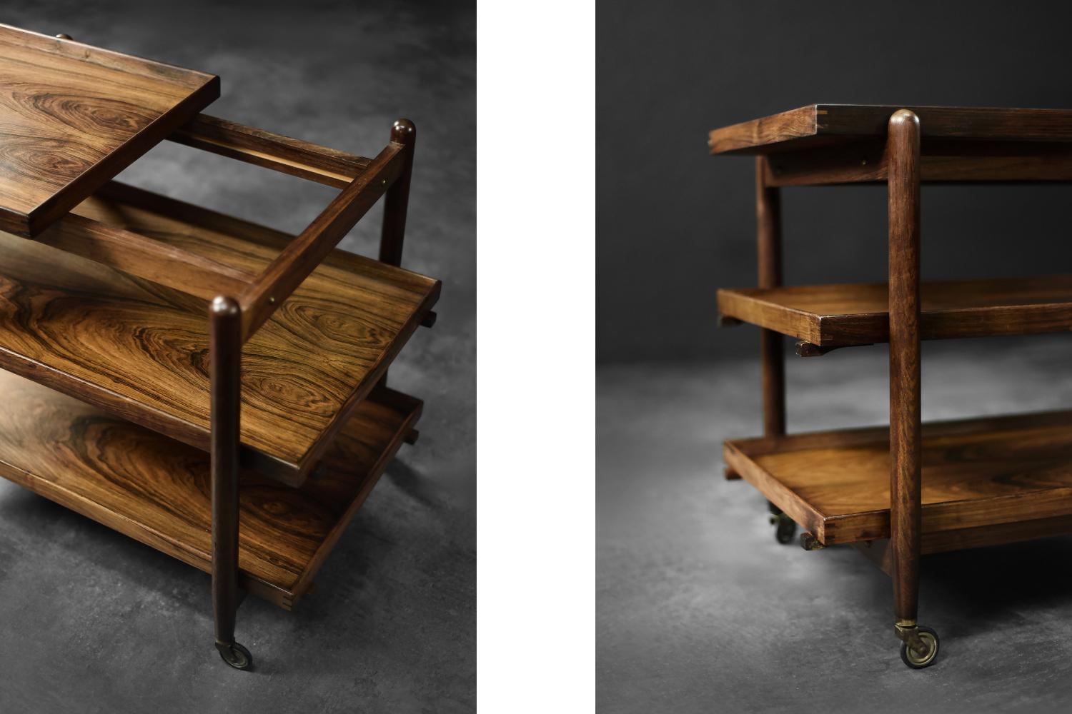 Vintage MidCentury DanishModern Rosewood Serving Trolley Ph23/2 by Poul Hundevad For Sale 6