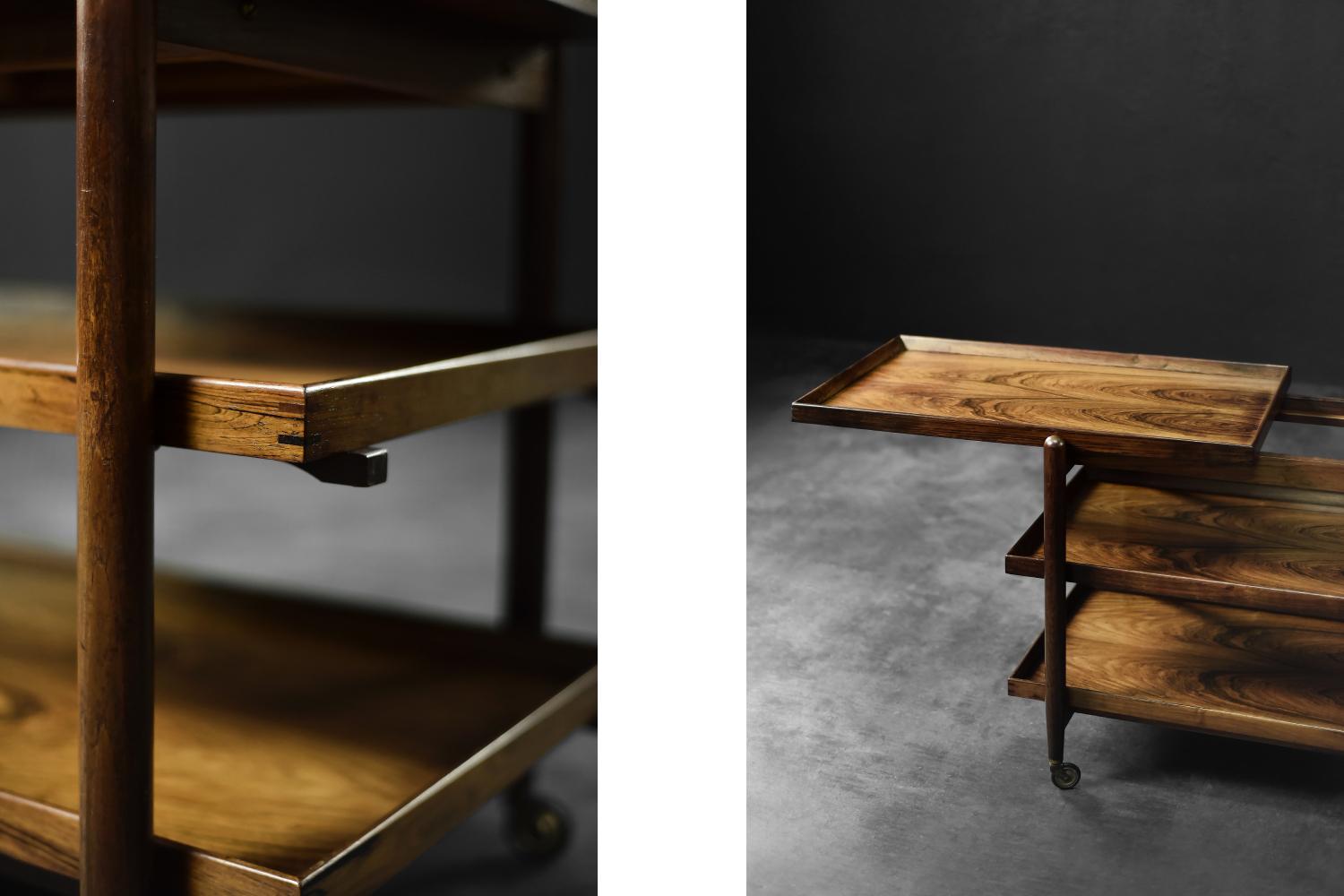 Vintage MidCentury DanishModern Rosewood Serving Trolley Ph23/2 by Poul Hundevad For Sale 7