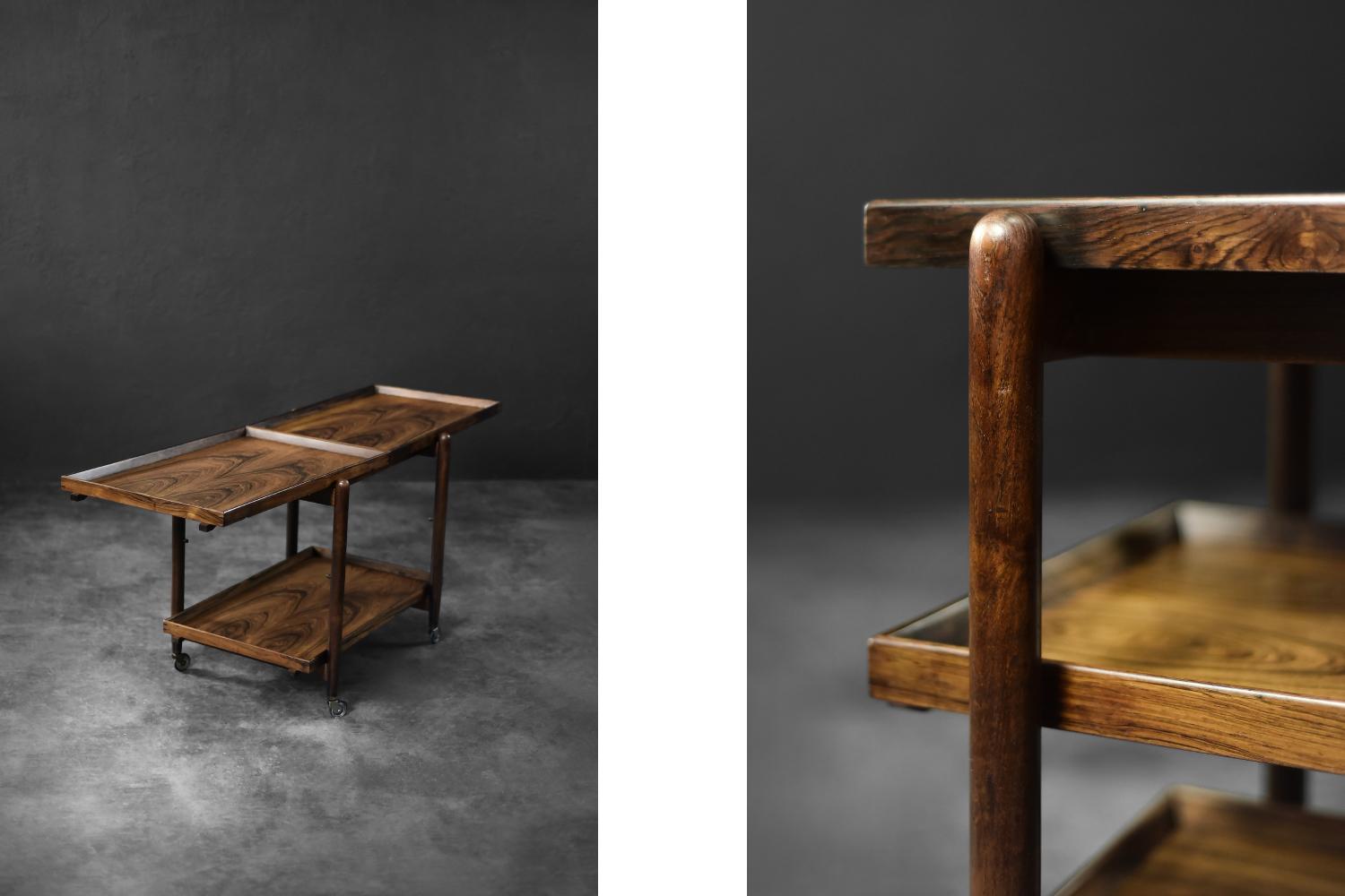 Mid-20th Century Vintage MidCentury DanishModern Rosewood Serving Trolley Ph23/2 by Poul Hundevad For Sale