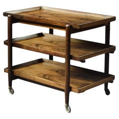 Vintage MidCentury DanishModern Rosewood Serving Trolley Ph23/2 by Poul Hundevad