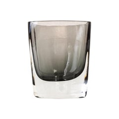 Vintage Midcentury Decorative Smoked Gray Glass Vase