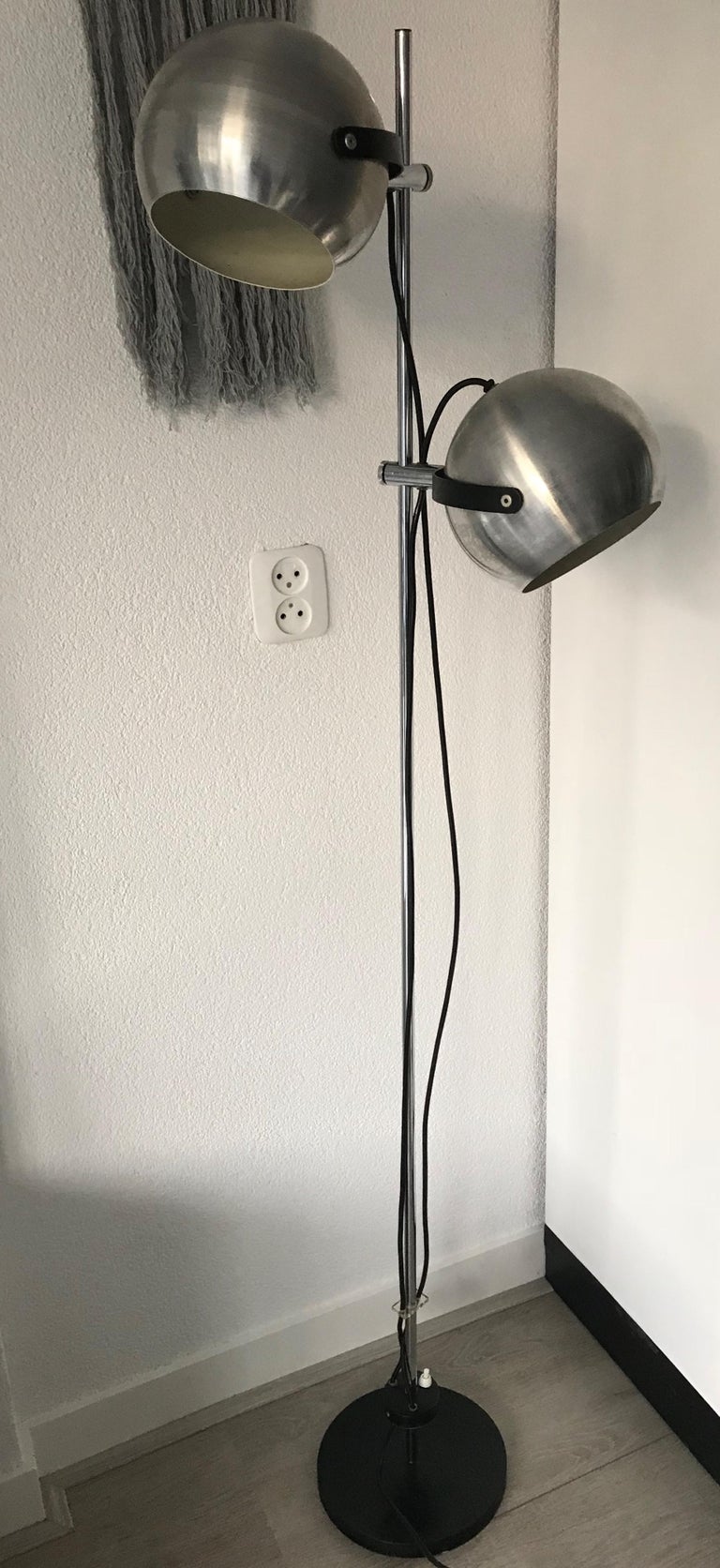 Vintage, Midcentury Design Double Light / Spotlight Chrome Floor Lamp