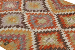 Vintage Midcentury Diamond Yellow Multi-Color Wool Kilim Rug by Rug & Kilim