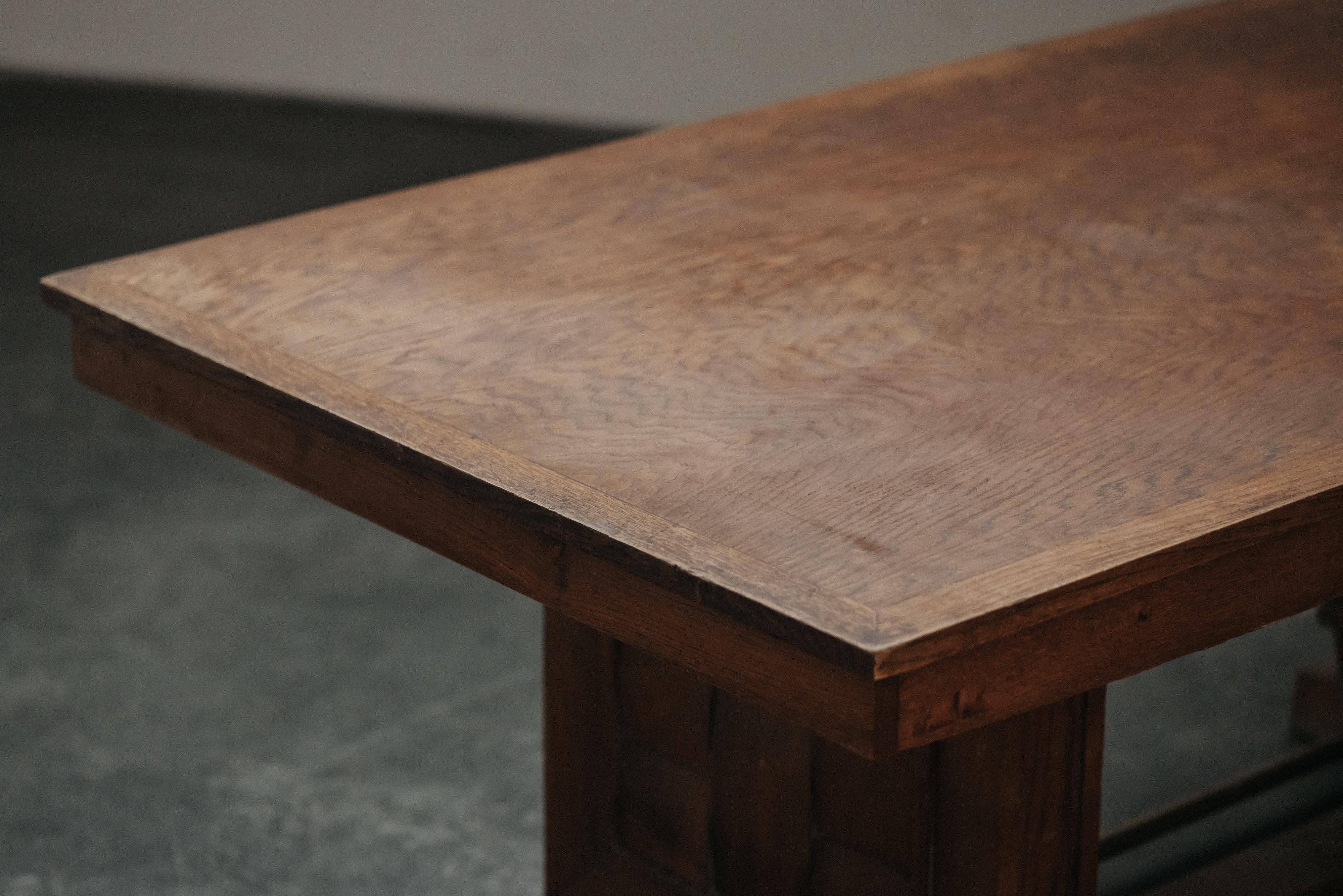 Chêne Table de salle à manger Vintage Midcentury Attribuée à Charles Dudouyt, France 1960 en vente