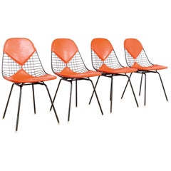 Vintage Midcentury Eames for Herman Miller DKX-2 Red Bikini Chairs, Set of 4