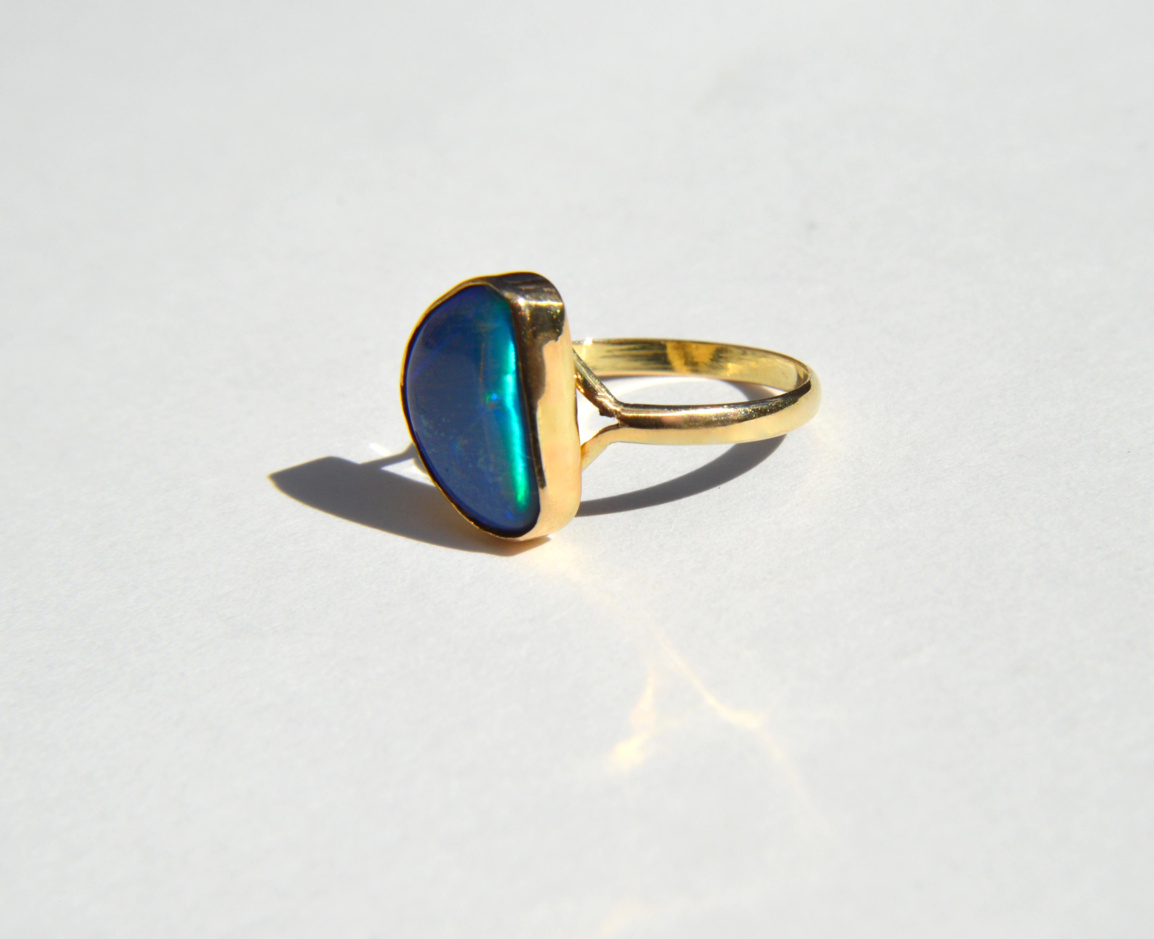 blue boulder opal ring