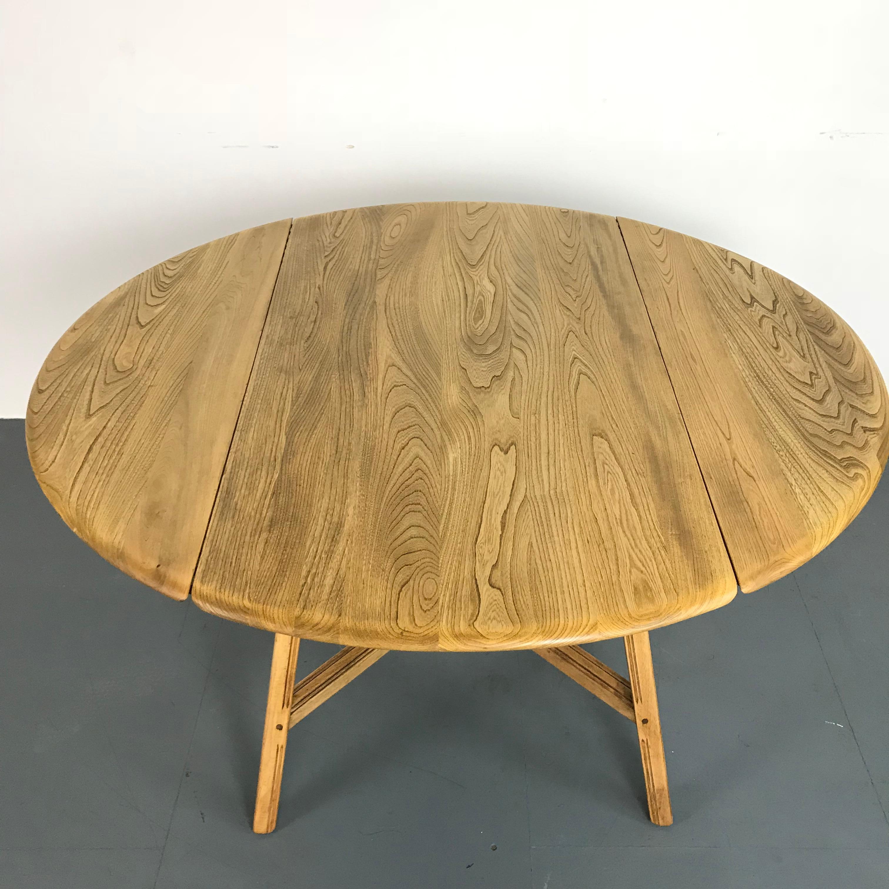 English Vintage Midcentury Ercol Drop-Leaf Dining Table