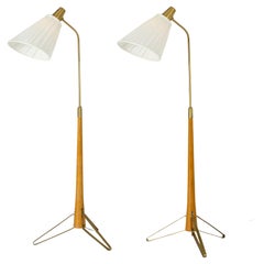 Retro midcentury floor lamps, Hans Bergström, Sweden, 1950s