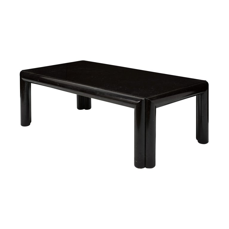 Vintage Midcentury French Lacquer Black Coffee Table For Sale at 1stDibs