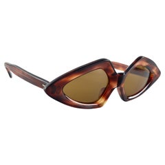 Gafas de sol Vintage Midcentury Geometric Dark Tortoise 1960's