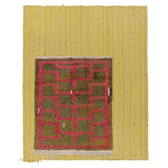 Geometrisches rotes, grünes, mehrlagiges Flachgewebe aus Wolle von Teppich & Kelim aus der Mitte des Jahrhunderts