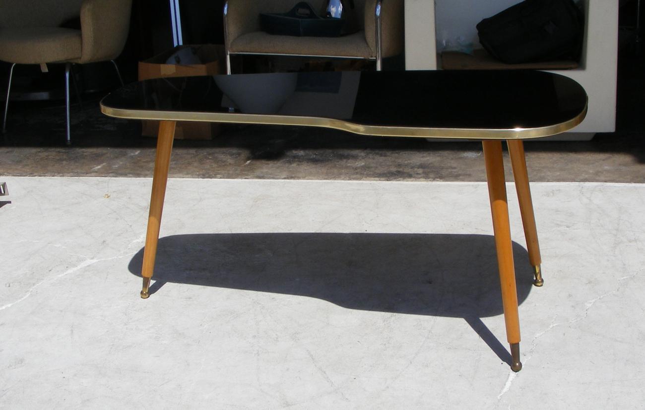 American Vintage Midcentury German Atomic Kidney Shape Coffee Side Table