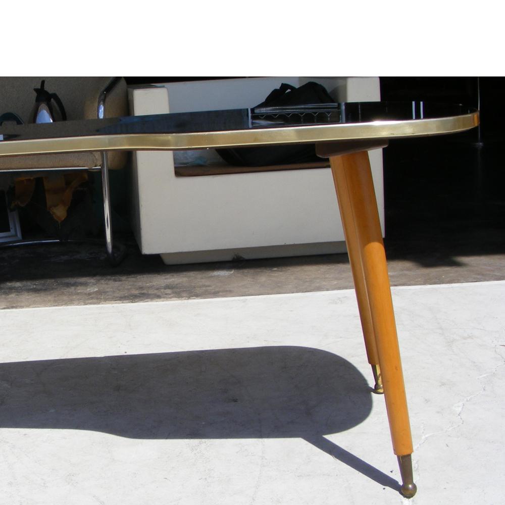 Wood Vintage Midcentury German Atomic Kidney Shape Coffee Side Table