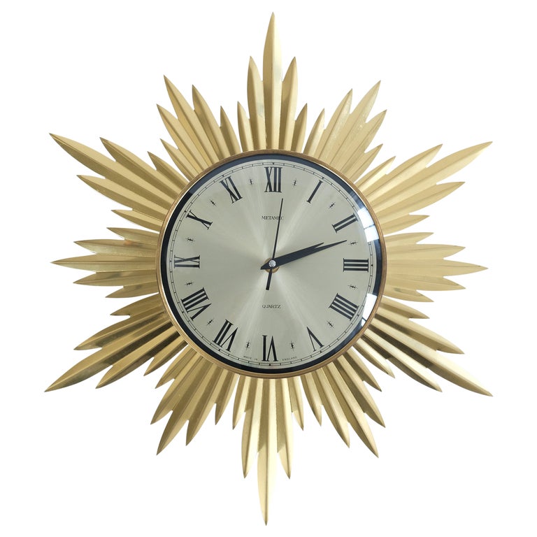 Horloge Murale Vintage Metamec – Orange – Années 70 – Fabriquée Au UK