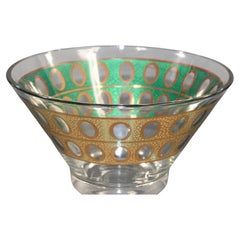 Vintage Midcentury Green and Gold Culver Antigua Ice Bucket