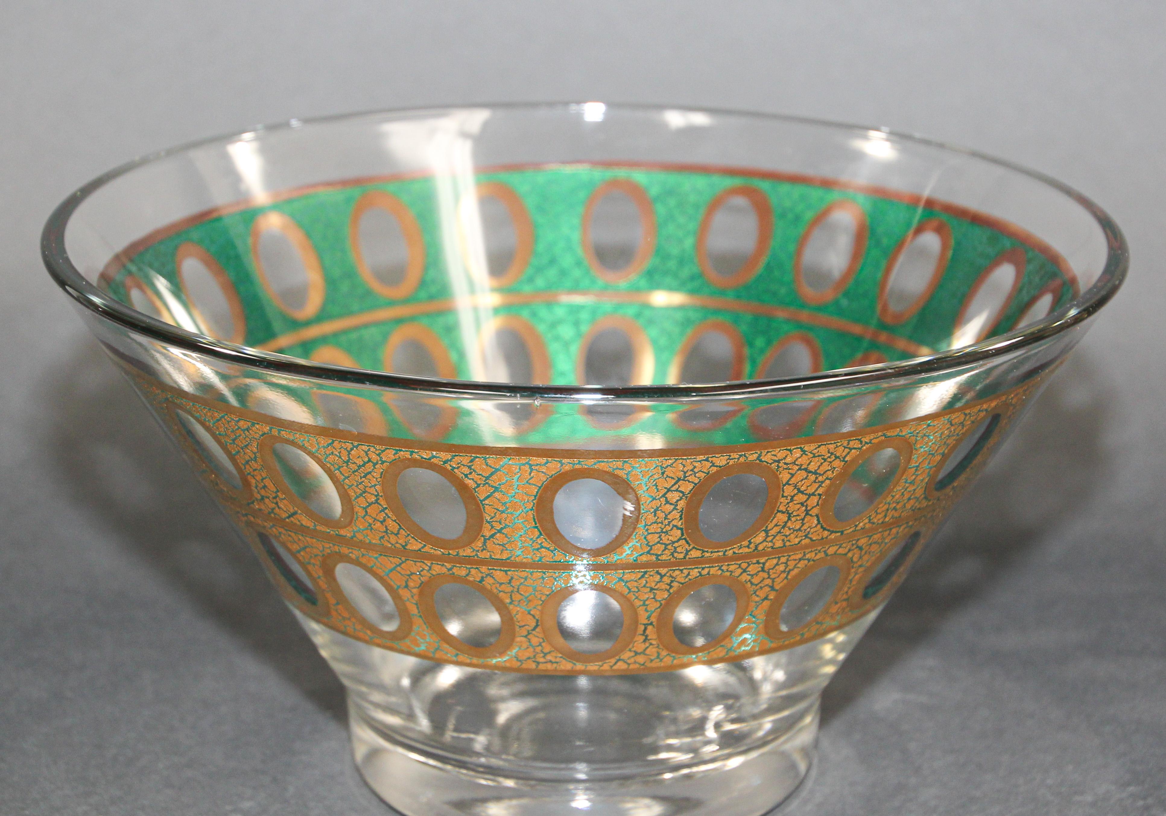 Mid-Century Modern Vintage Midcentury Green and Gold Culver Antigua Ice Bucket