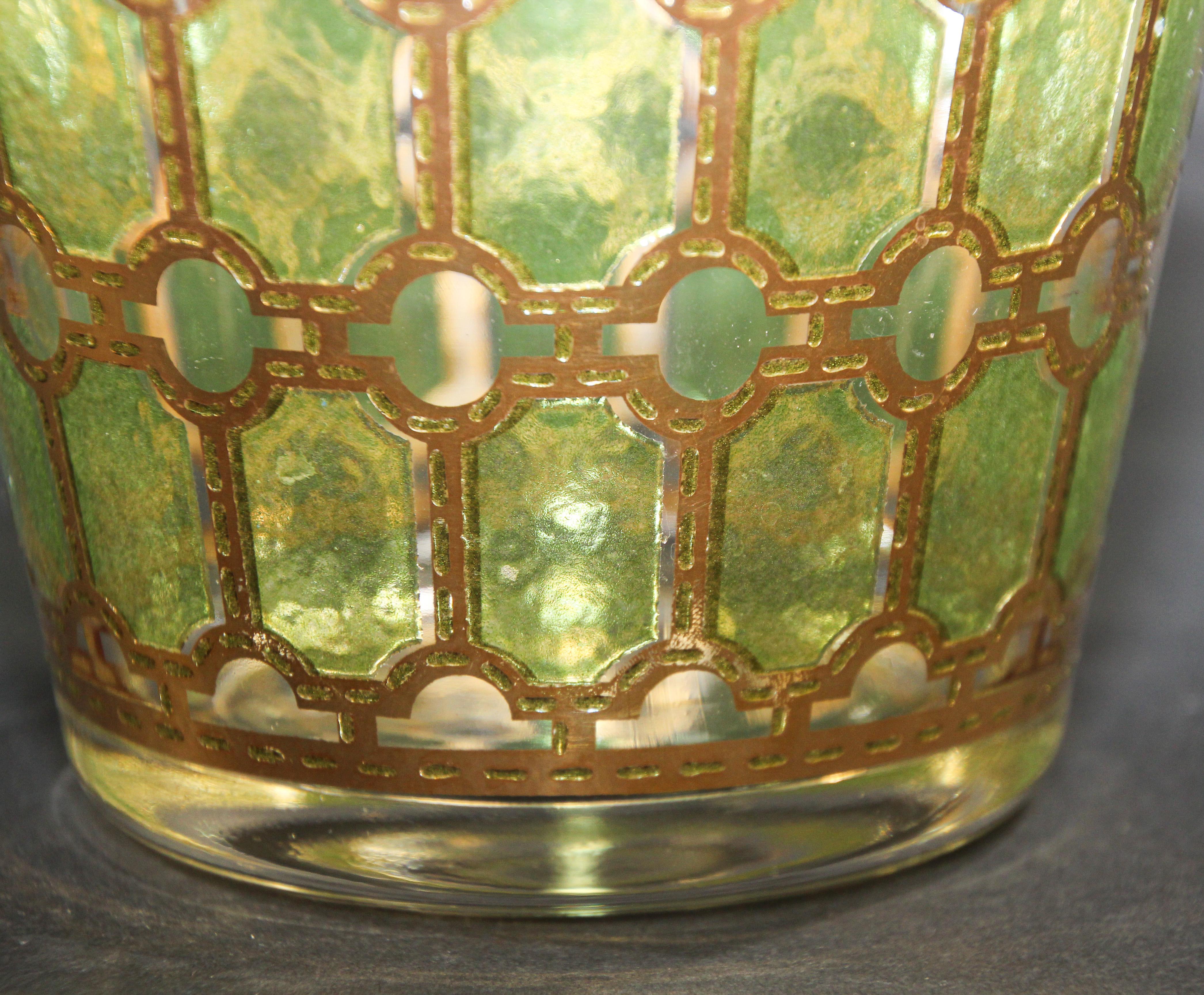 Vintage Midcentury Green and Gold Ice Bucket 1960s In Good Condition In North Hollywood, CA
