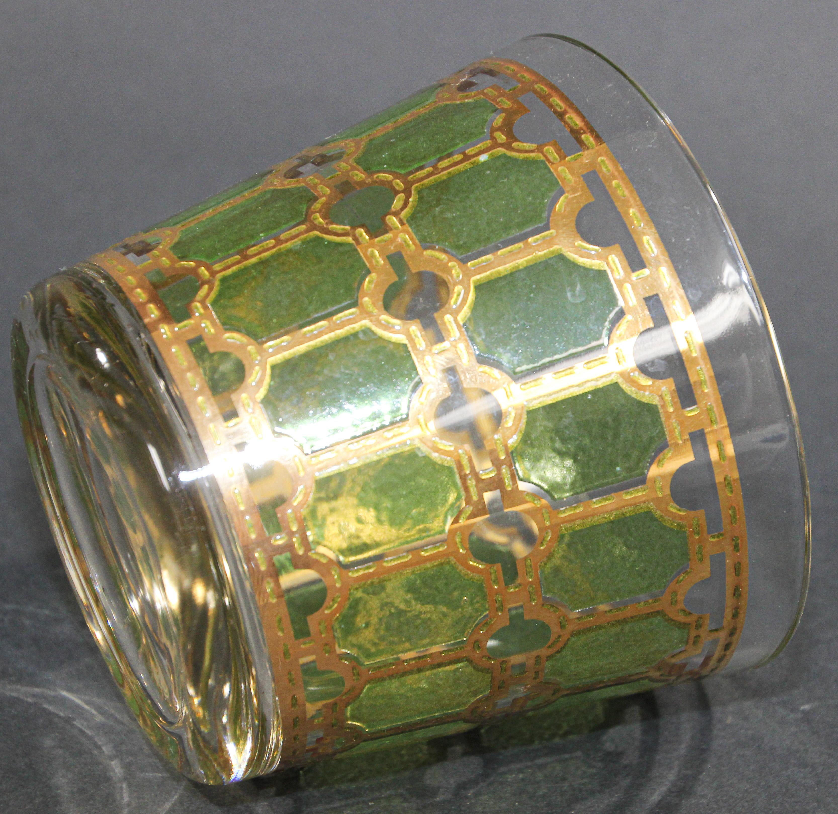 20th Century Vintage Midcentury Green and Gold Ice Bucket 1960s