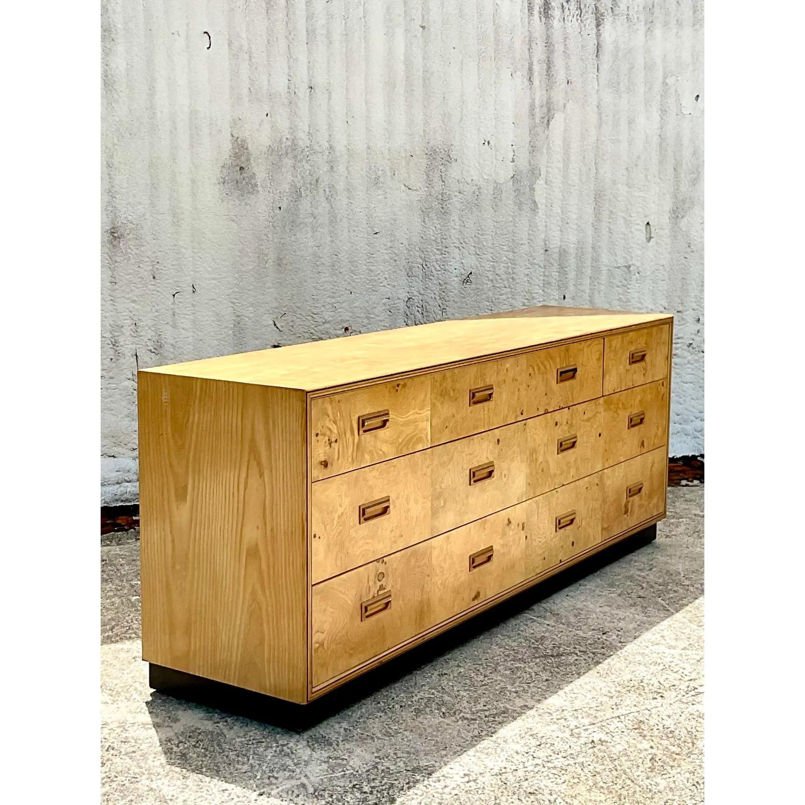 Mid-Century Modern Vintage Midcentury Henredon Burl Wood Dresser