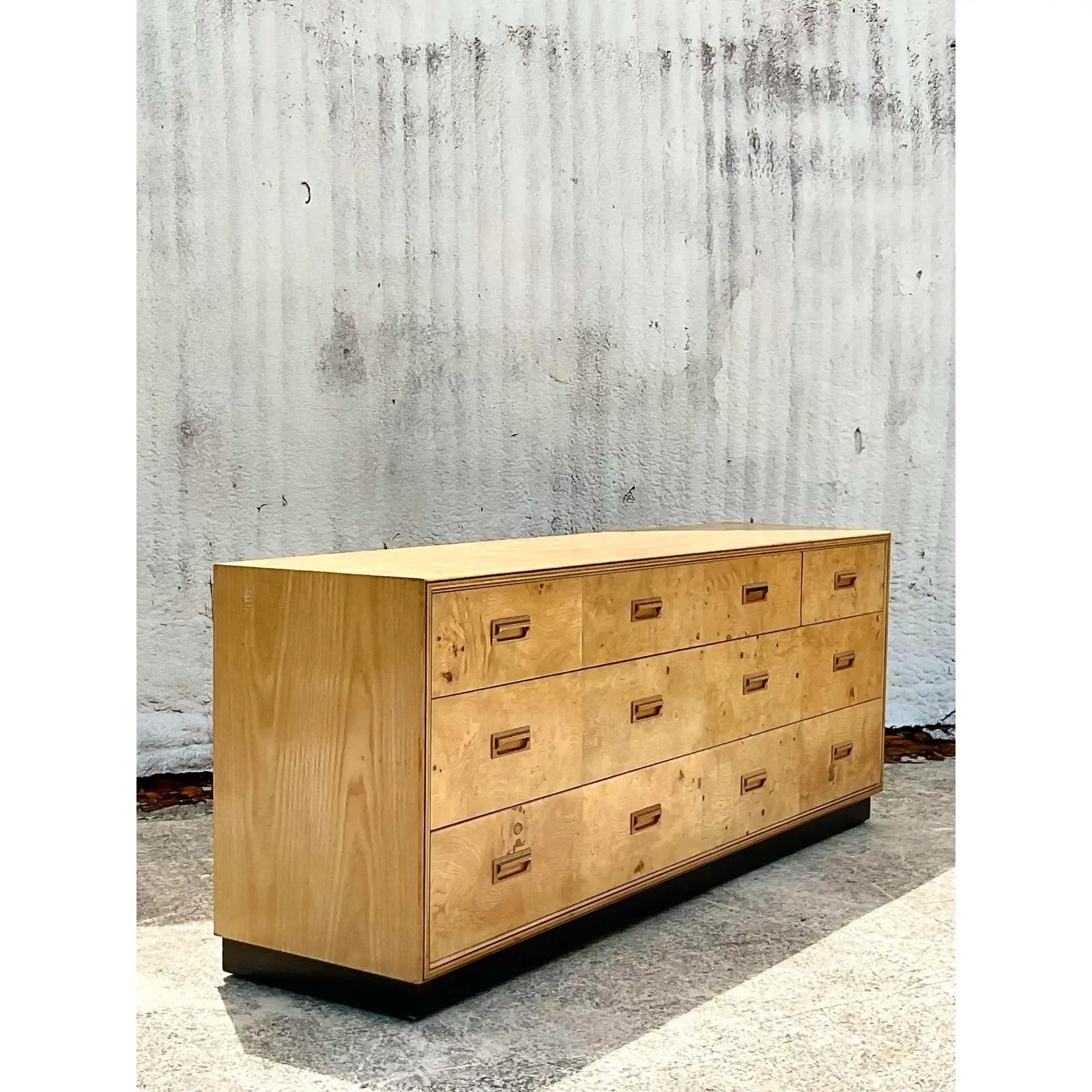 North American Vintage Midcentury Henredon Burl Wood Dresser