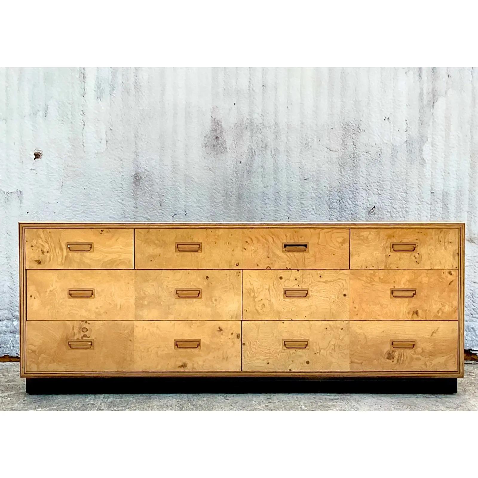 Vintage Midcentury Henredon Burl Wood Dresser 1