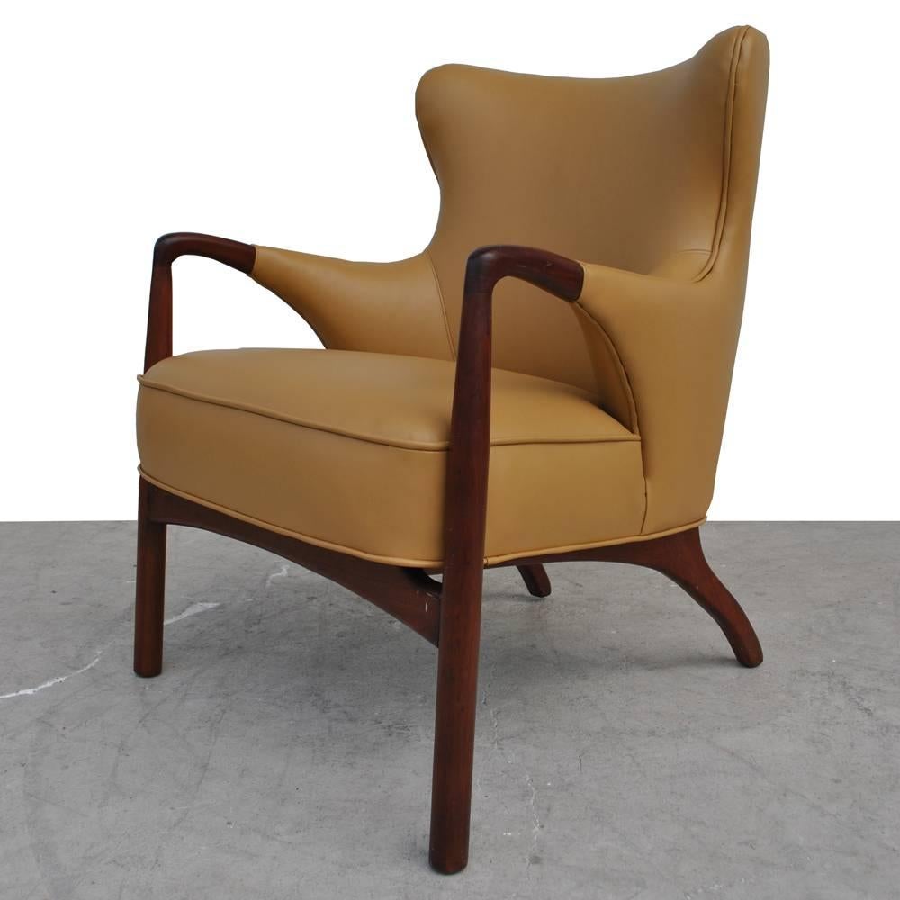 Walnut Vintage Midcentury Ib Kofod Larsen Style Lounge Chair For Sale