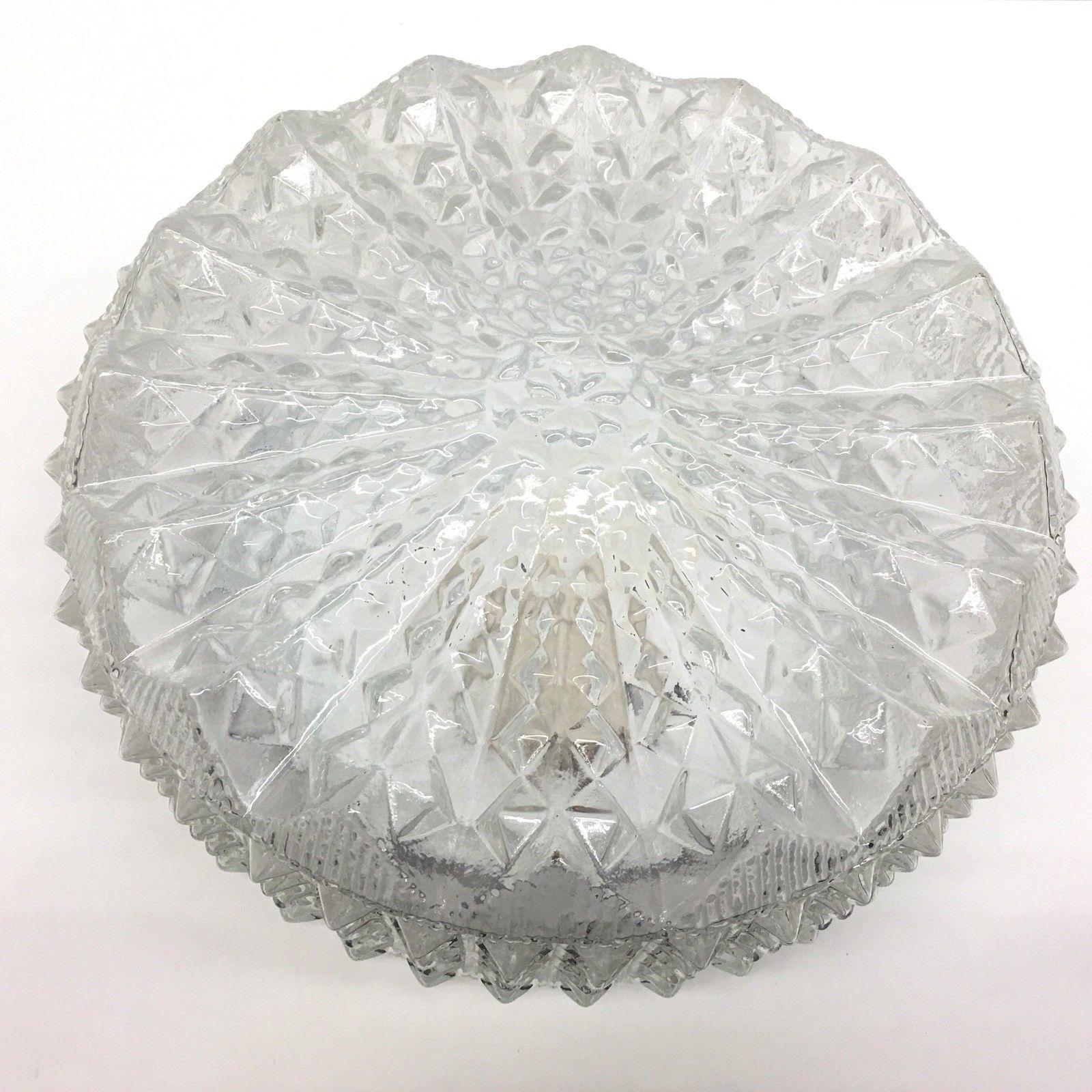 Mid-Century Modern Vintage Midcentury Ice Crystal Textured Flush Mount, 1970s