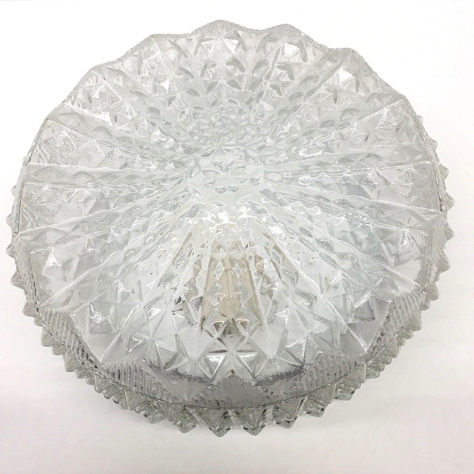 Late 20th Century Vintage Midcentury Ice Crystal Textured Flush Mount, 1970s
