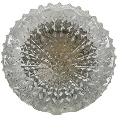 Retro Midcentury Ice Crystal Textured Flush Mount, 1970s